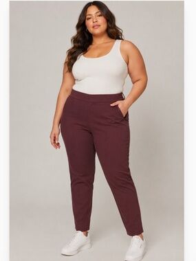 Mondetta Women Tailored Pants High Rise Comfort Red 14 Travel Athleisure Casual